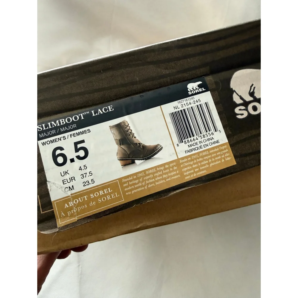 NWT Sorel Slim Boot Lace Major waterproof size US 6.5/UK 4.5/ EU 37.5